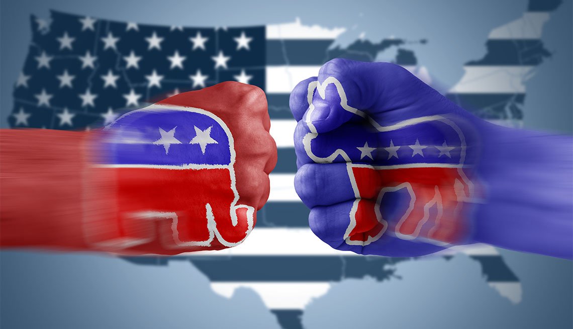 republican vs democrat fists